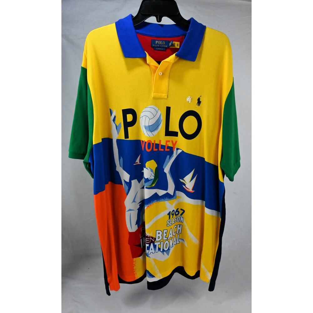 Polo Ralph Lauren Beach Volleyball Classic Fit Graphic Polo Shirt Men's XXL NWOT